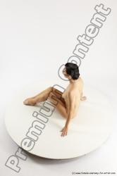 Nude Woman White Sitting poses - ALL Slim long brown Sitting poses - simple Multi angle poses Pinup